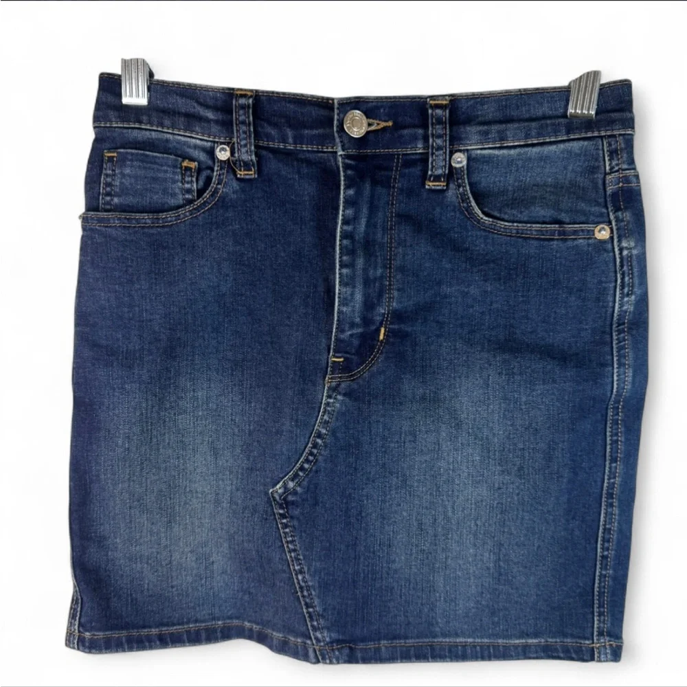 We The Free Dark Blue Denim Mini Skirt